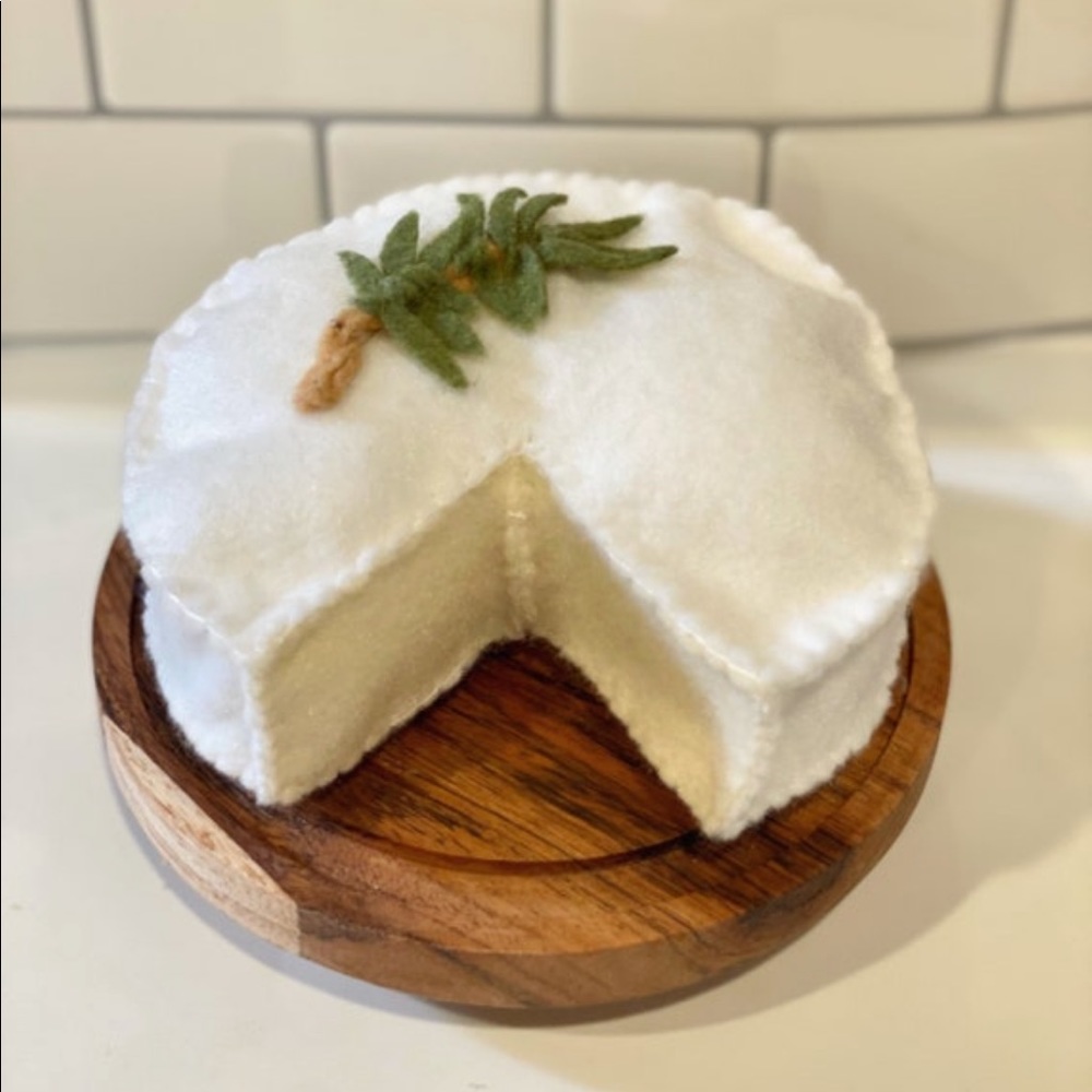 Handmade Felt Brie cheese wheel